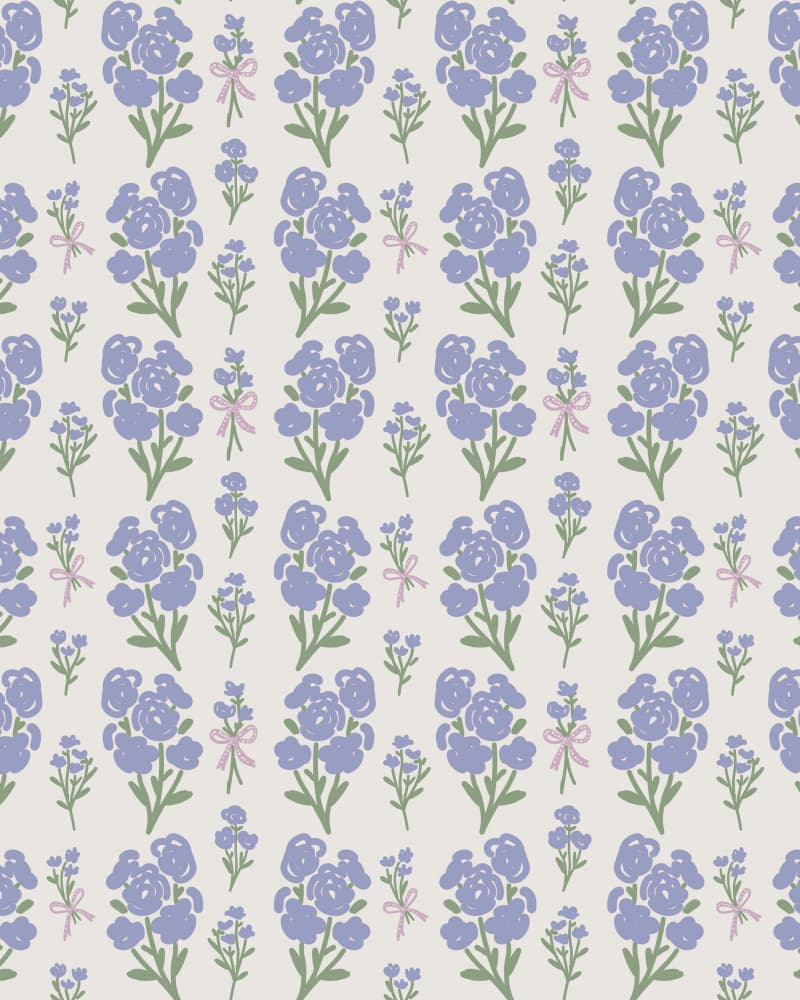 Preppy Grandmillennial Flowers Lavender by Anis Illustration — canvas wall art