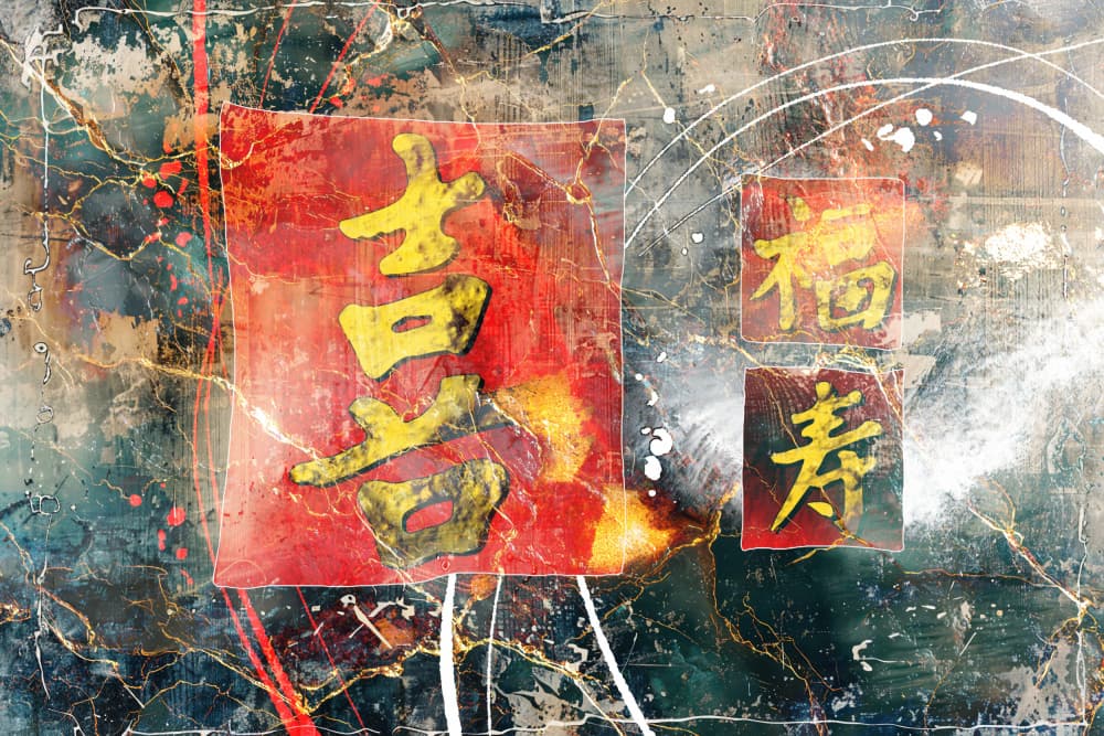 Chinese Blessings Abstract by Rafal Kulik — canvas wall art