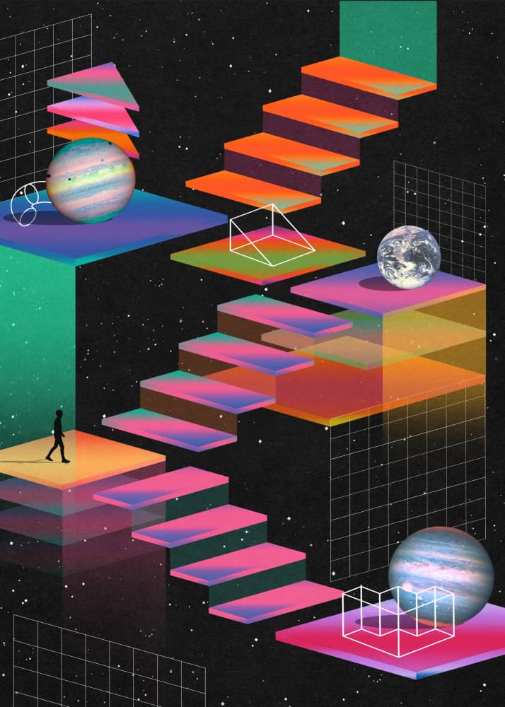 Cosmic Stairway Journey by Nibera — canvas wall art