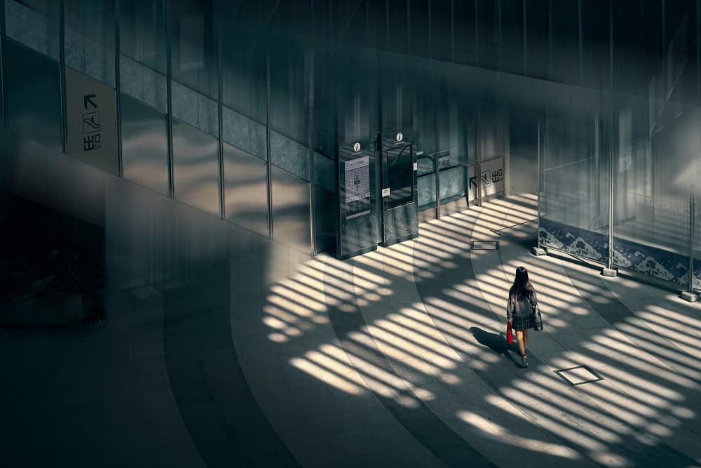 Woman in Striped Light by MingLun Tsai (蔡明倫) — canvas wall art