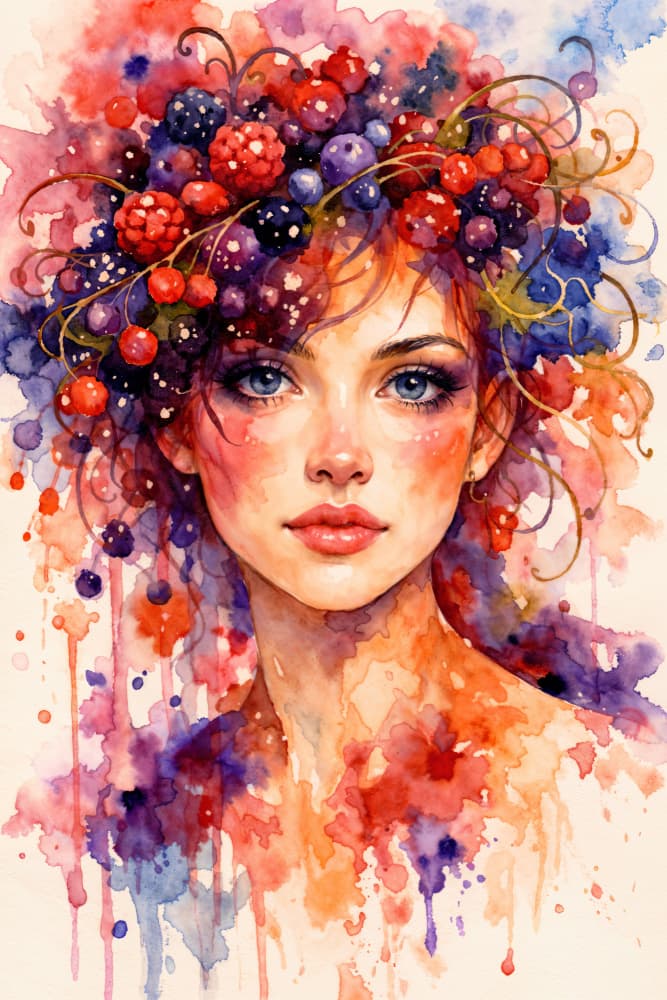 Vibrant Berry Woman by Natalie Bruns — canvas wall art