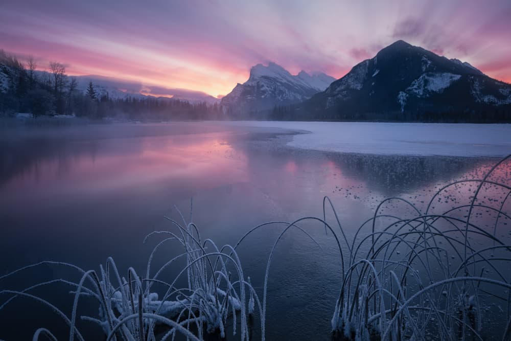 Winter Lake Sunrise by Yongnan Li (李永男) — canvas wall art