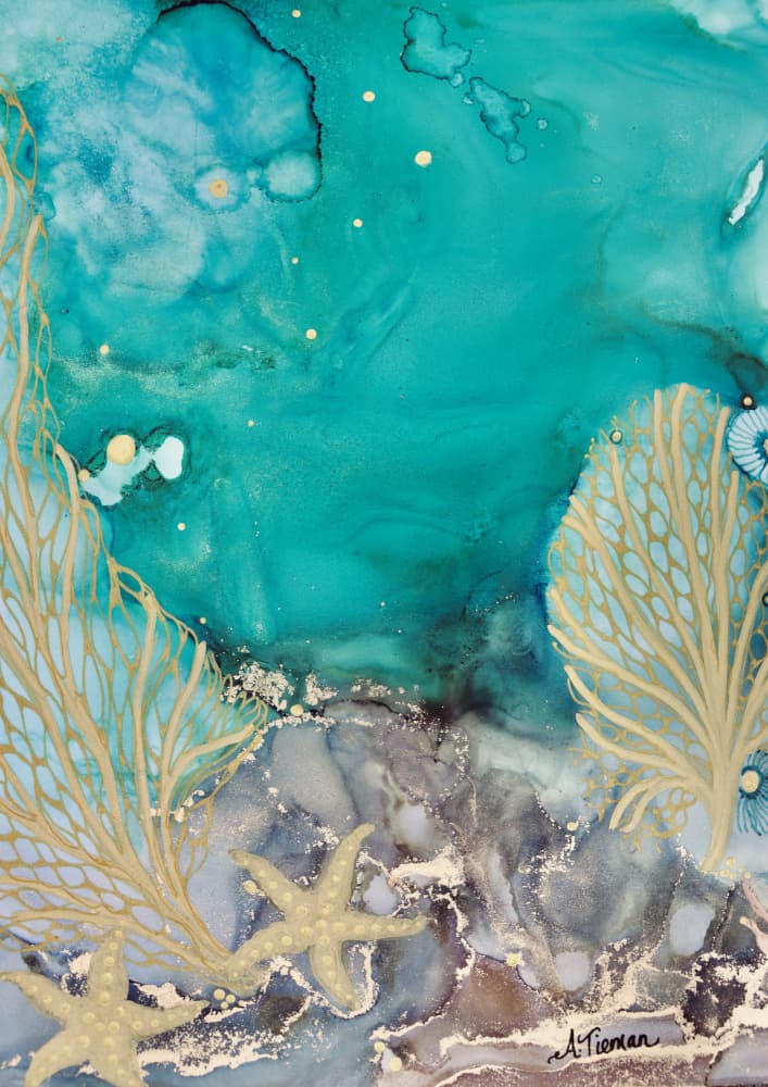Golden Ocean Starfish by Amy Tieman — canvas wall art