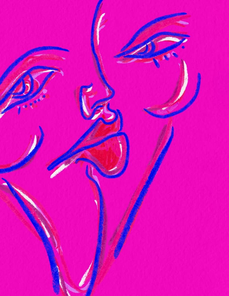 Vibrant Kissing Faces by JLC ART — canvas wall art