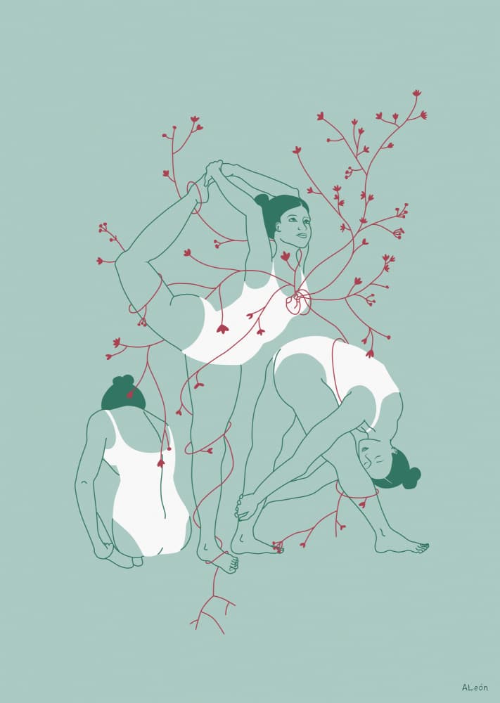 Flowering Yoga Poses by Amanda Leon — canvas wall art