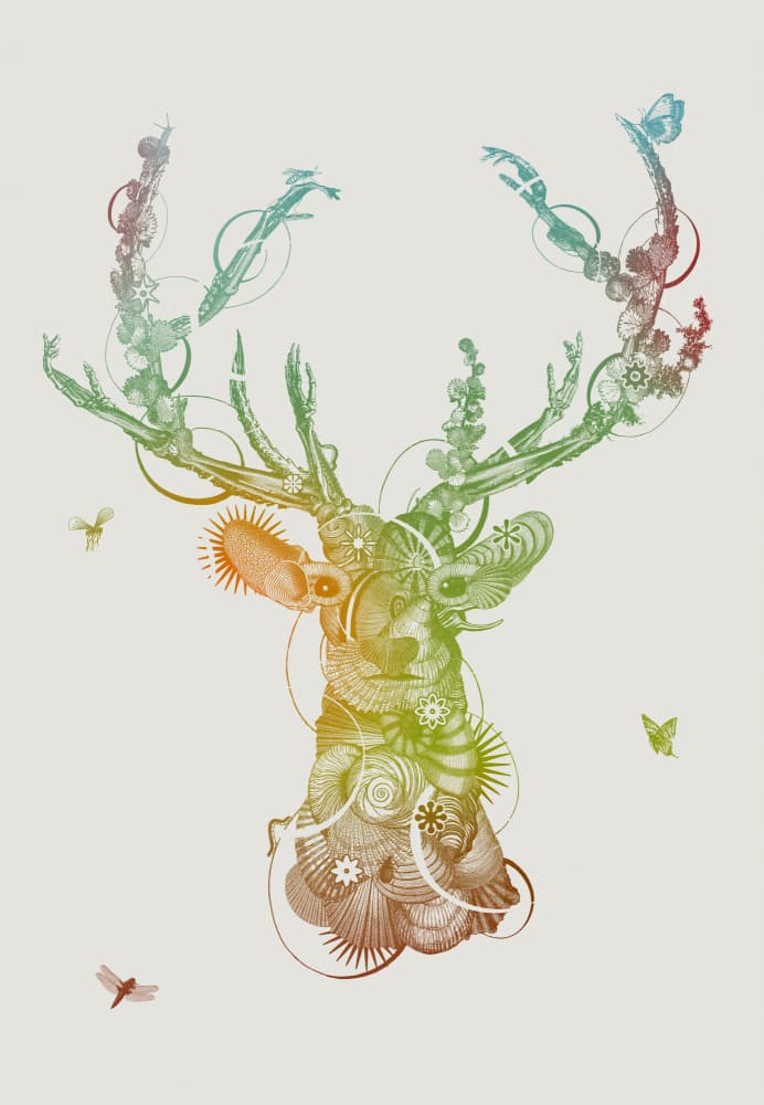 Intricate Fantasy Stag by Jaco Putker — canvas wall art