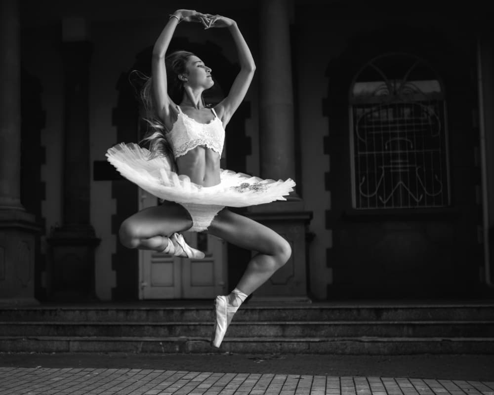 Ballerina's Outdoor Leap by Vasil Nanev — canvas wall art
