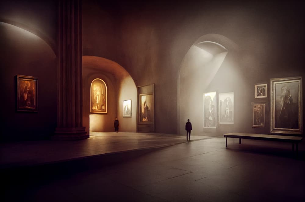 Man in Grand Gallery by Luc Stalmans — canvas wall art