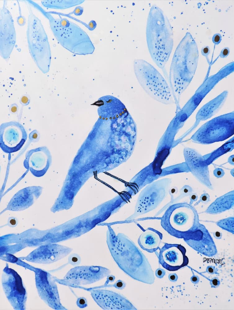 Blue Watercolor Bird by Sylvie Demers — canvas wall art
