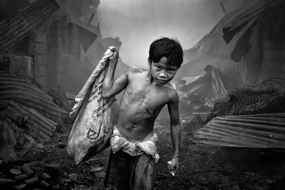 Boy Amidst Destruction by Shinji Isobe — canvas wall art