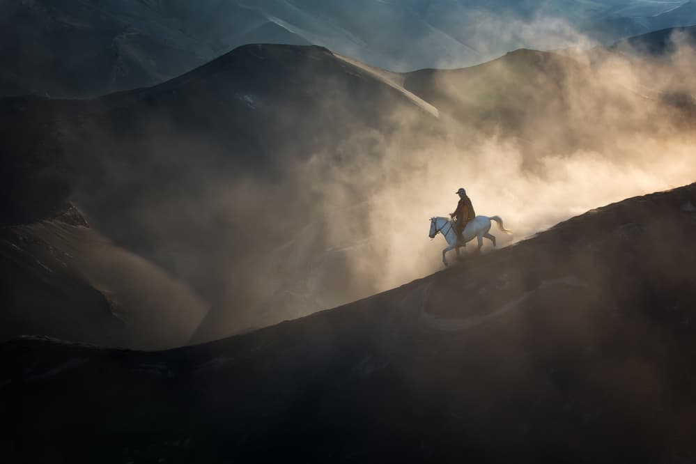 Lone Rider Golden Light by Gunarto Song — canvas wall art