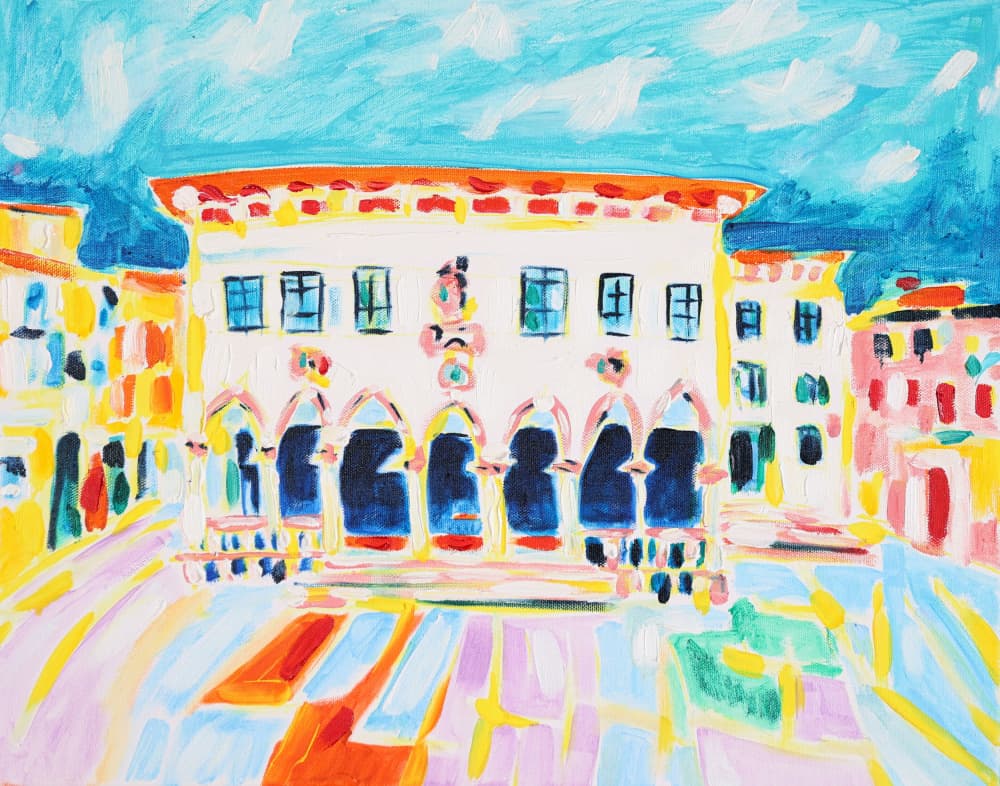 Vibrant Town Square by Tamara Jare — canvas wall art