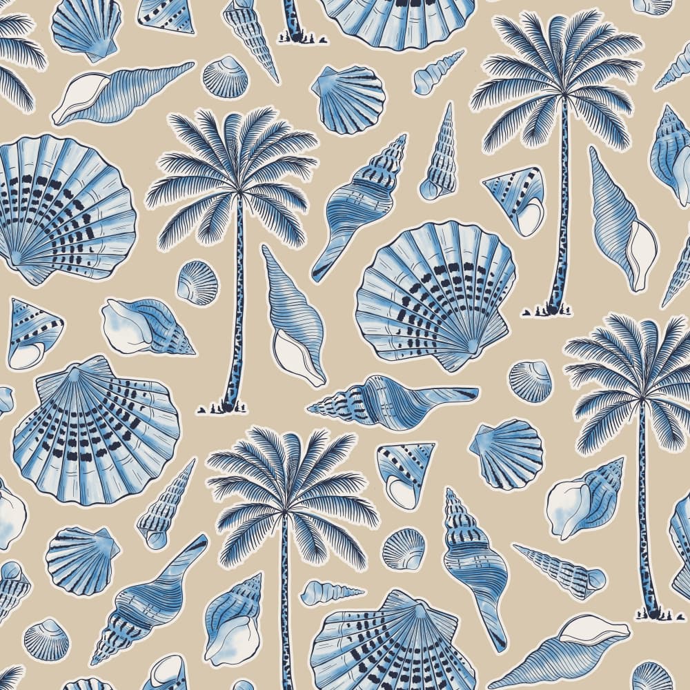 Blue Tropical Shells by Alexandra Weise — canvas wall art