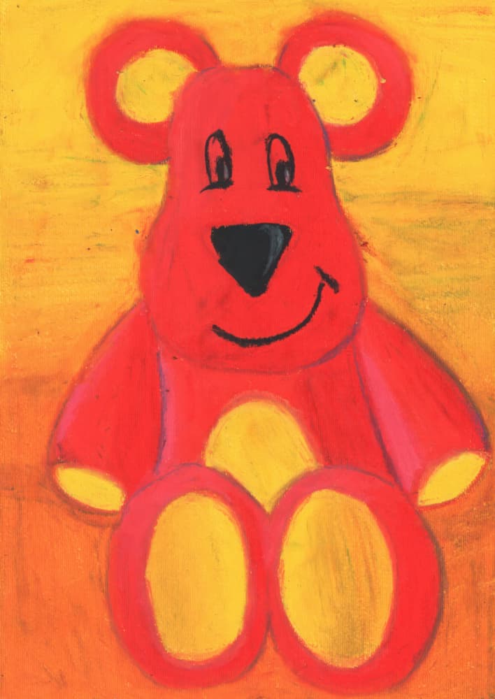 Happy Red Teddy Bear by Kulik — canvas wall art