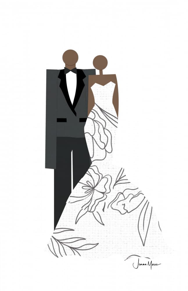 Modern Wedding Couple by Jemma Morris — canvas wall art