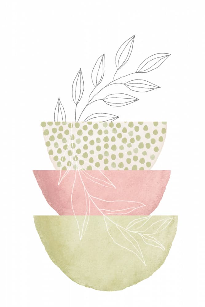 Stacked Botanical Shapes by Sally Ann Moss — canvas wall art