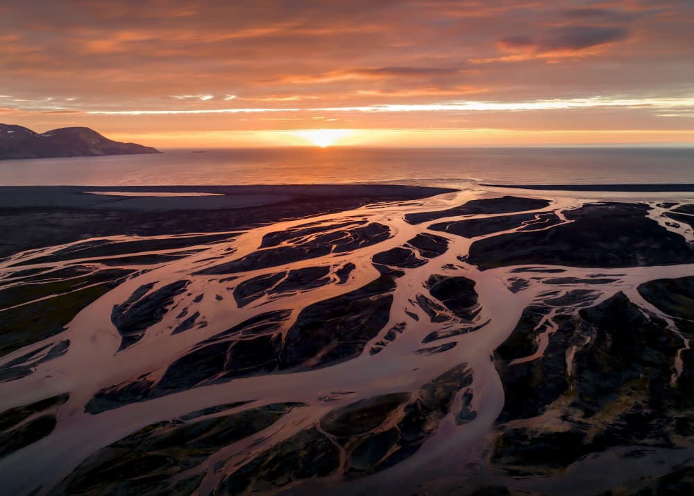 Braided River Sunset Glow by Shenshen Dou — canvas wall art