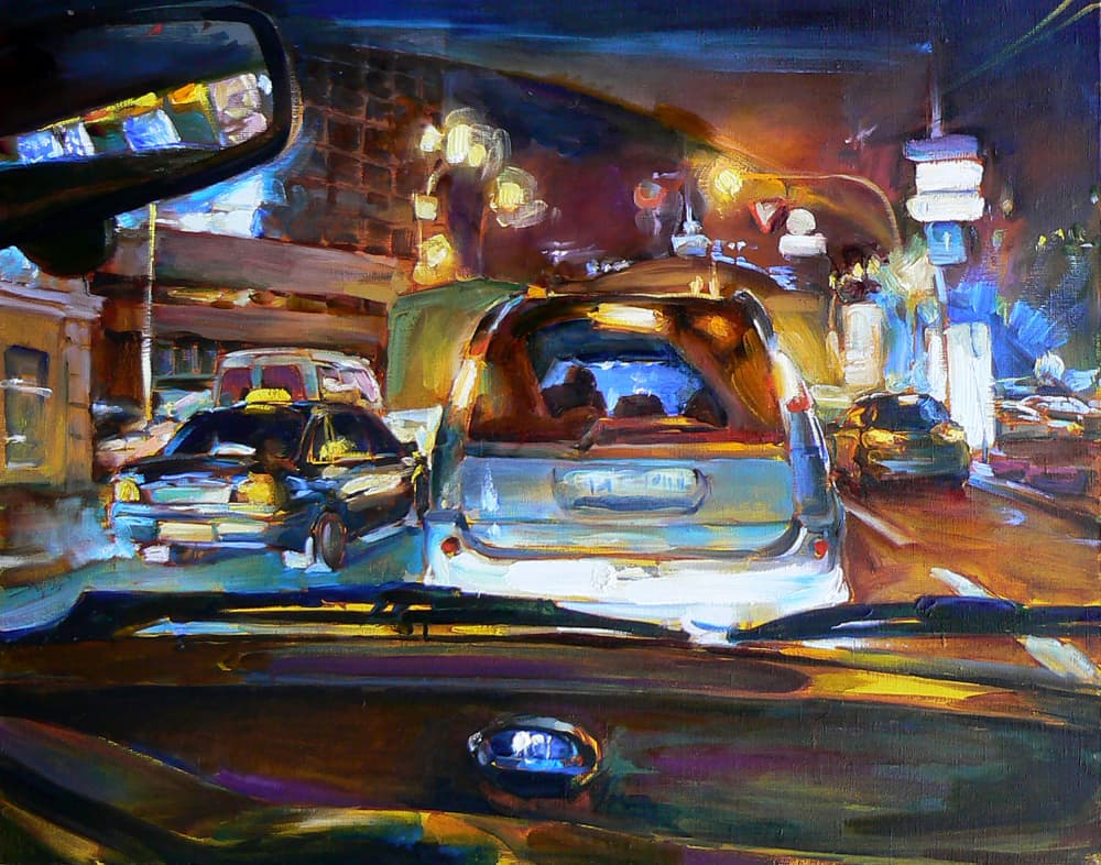 City Night Traffic by Andrii Kutsachenko — canvas wall art