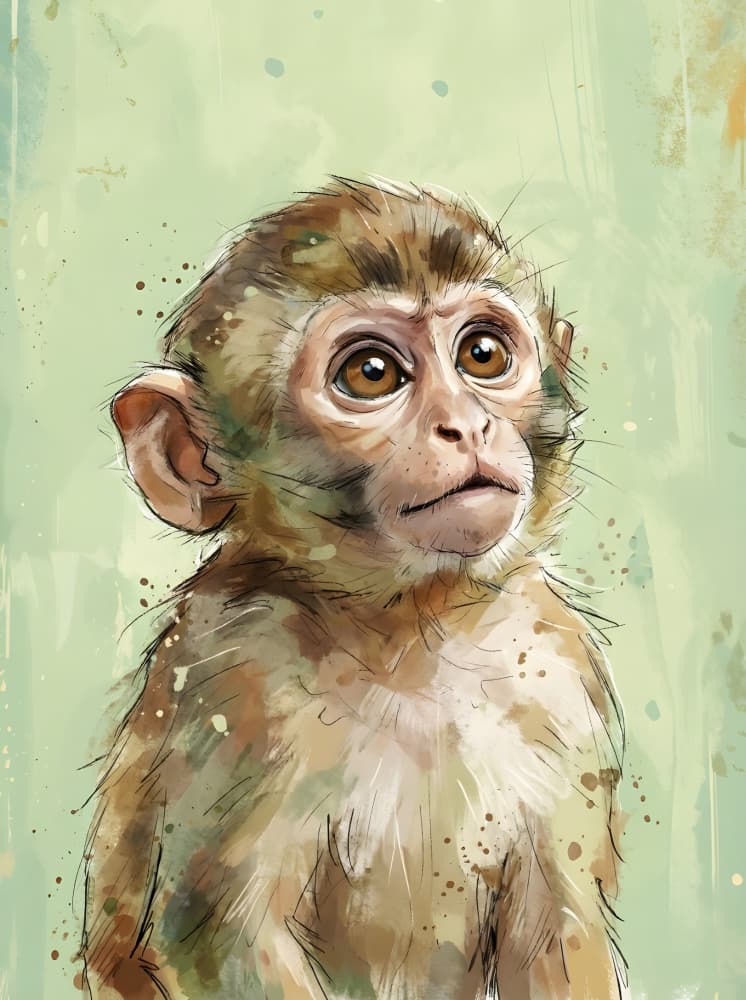Curious Baby Monkey by HUGO — canvas wall art