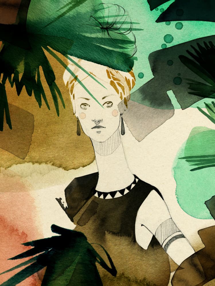 Tropical Fashion Portrait by Ekaterina Koroleva — canvas wall art