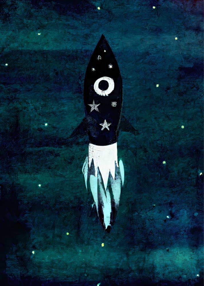 Rocket To The Stars by Merel Takken — canvas wall art
