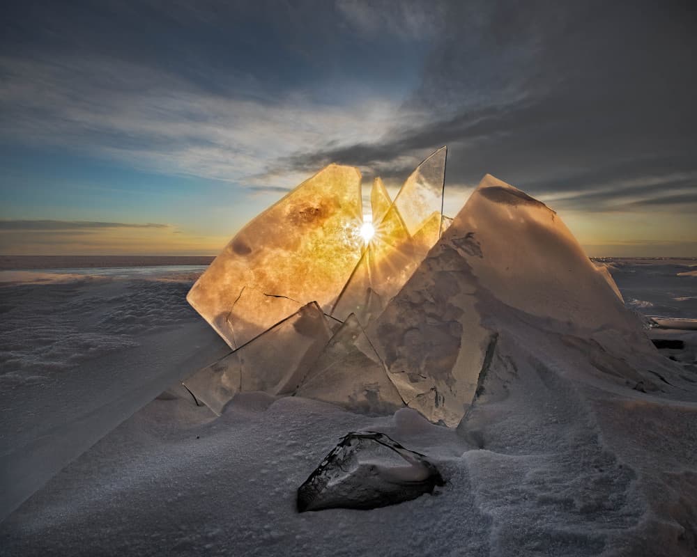 Golden Sun Through Ice by Wim Denijs — canvas wall art