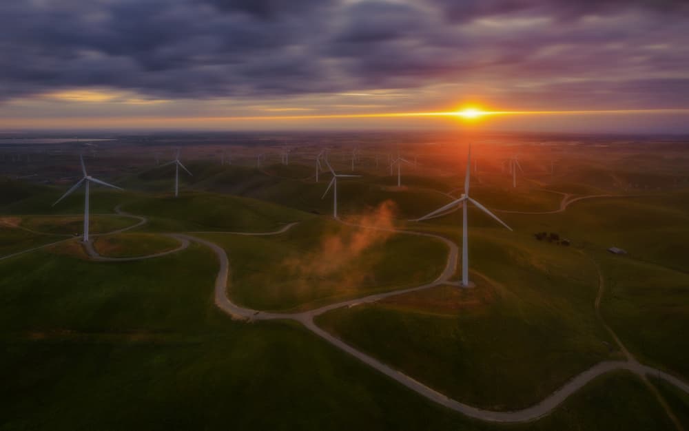 Golden Hour Wind Farm by Jenny Qiu — canvas wall art