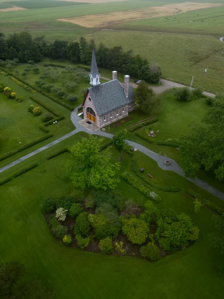 Aerial Country Chapel by Ambar Saha — canvas wall art
