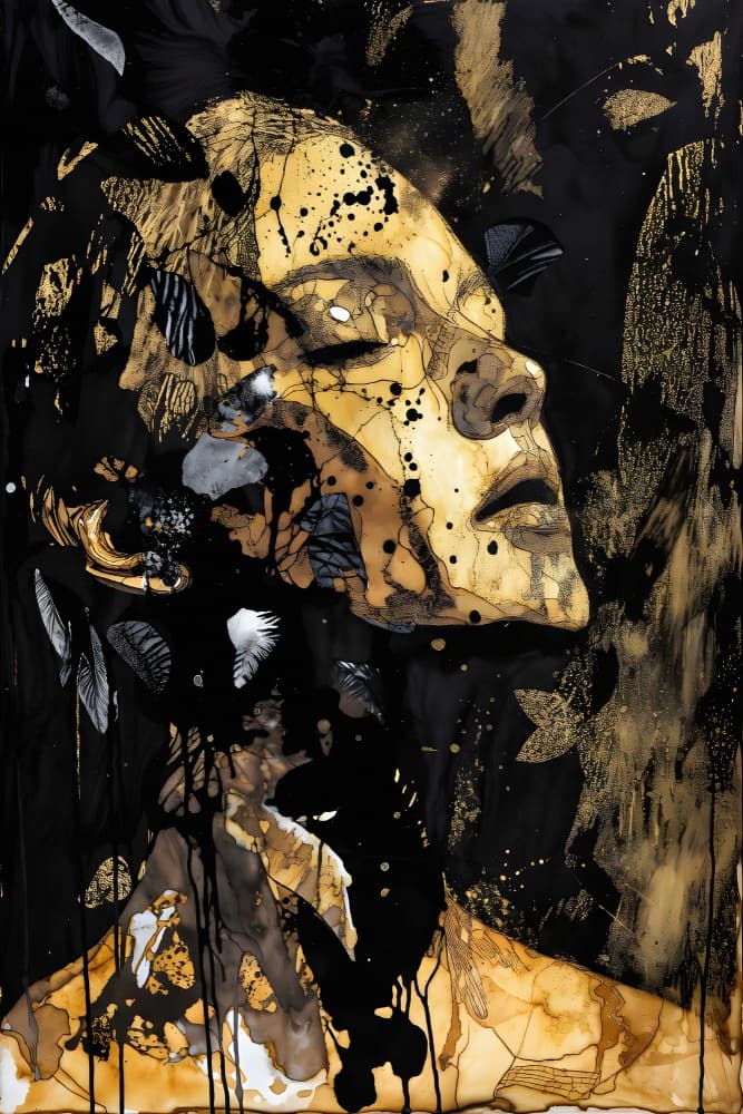 Serene Golden Woman by Miguel Bruzual — canvas wall art