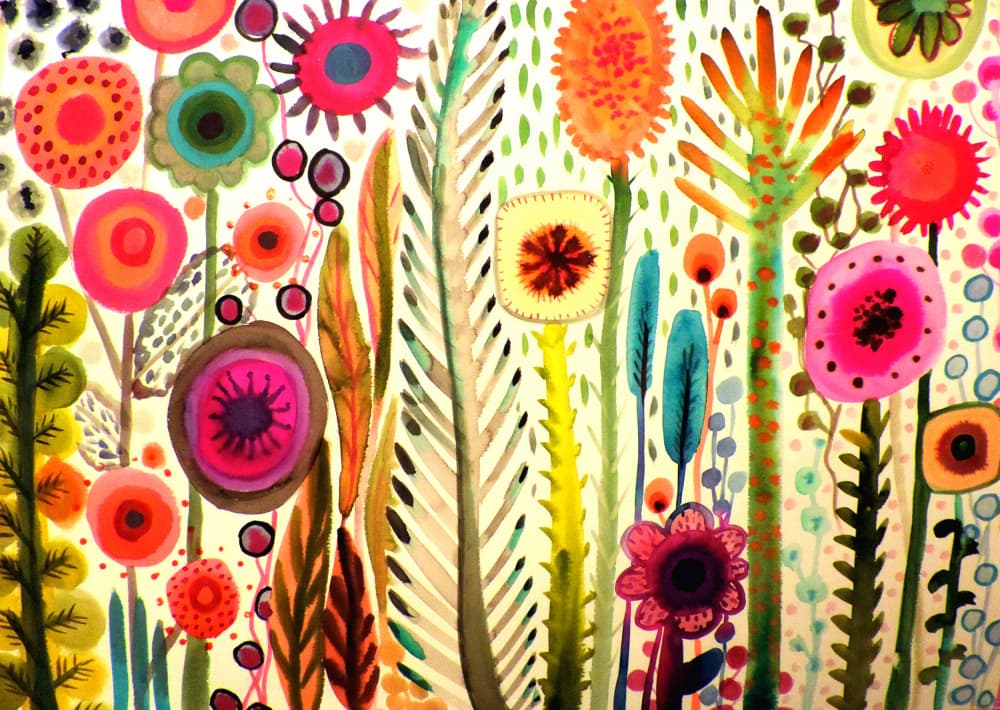 Whimsical Colorful Garden by Sylvie Demers — canvas wall art