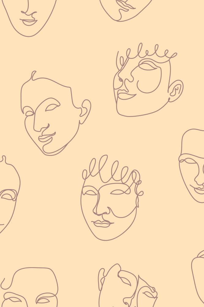 Continuous Line Faces by Anna Rose — canvas wall art