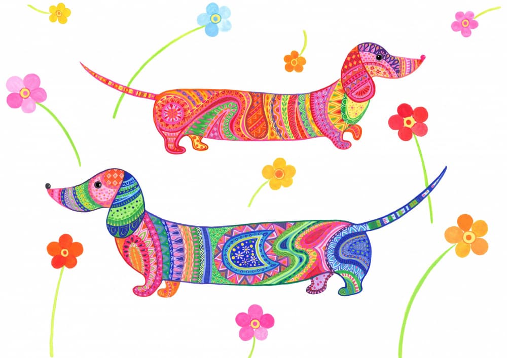 Whimsical Wiener Dogs by Isabelle Brent — canvas wall art