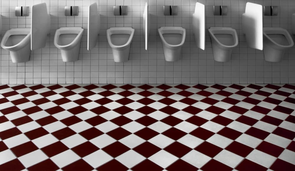 Retro Restroom Urinals by Gilbert Claes — canvas wall art