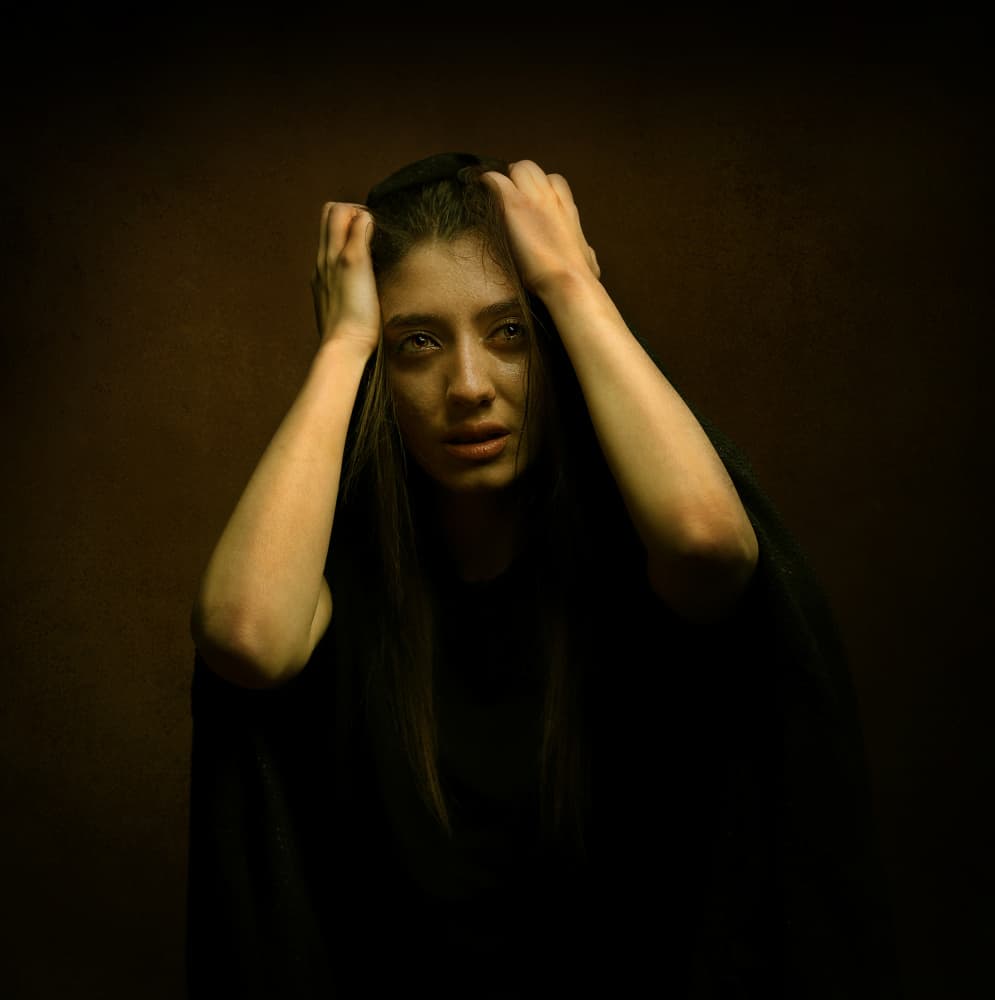 Intense Emotional Portrait by Moein Hasheminasab — canvas wall art