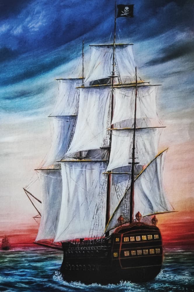 Twilight Pirate Ship by Annette Armitage — canvas wall art