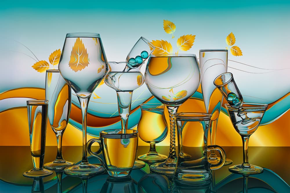 Golden Glass Reflections by Lydia Jacobs — canvas wall art