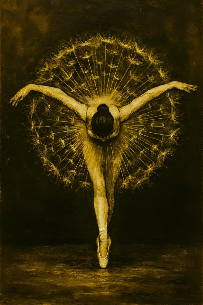 Golden Dandelion Dance by HUGO — canvas wall art