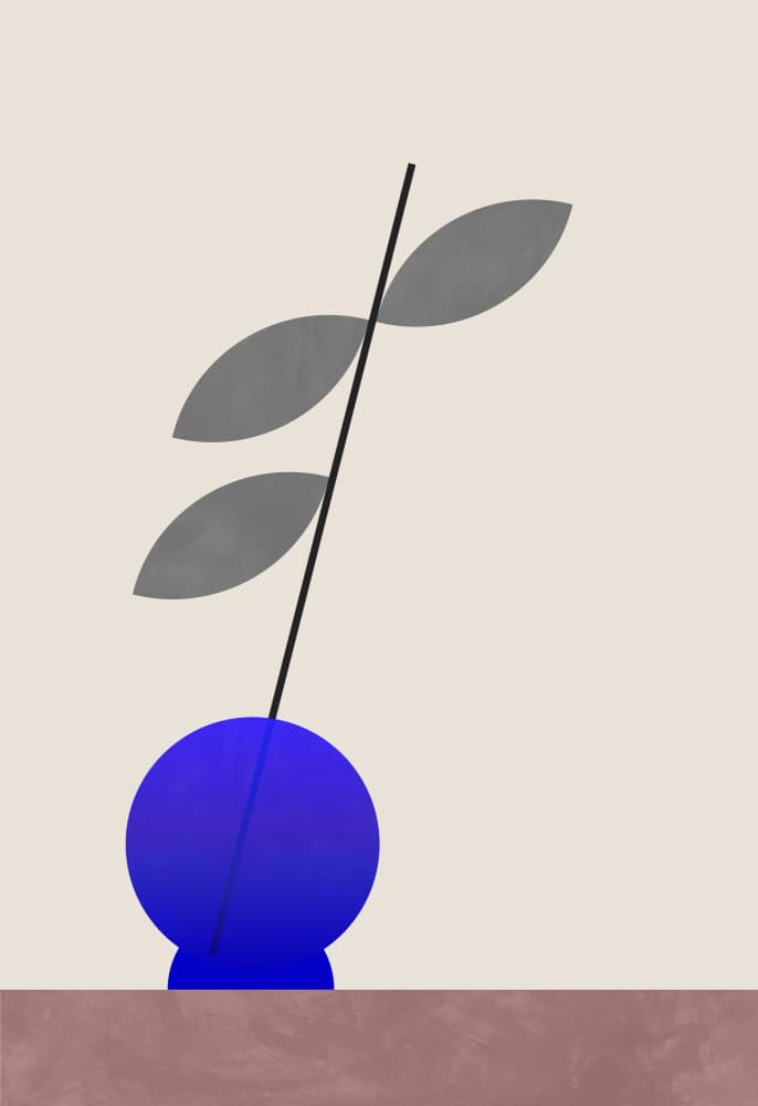 Minimalist Blue Plant by Rosana Laiz Blursbyai — canvas wall art