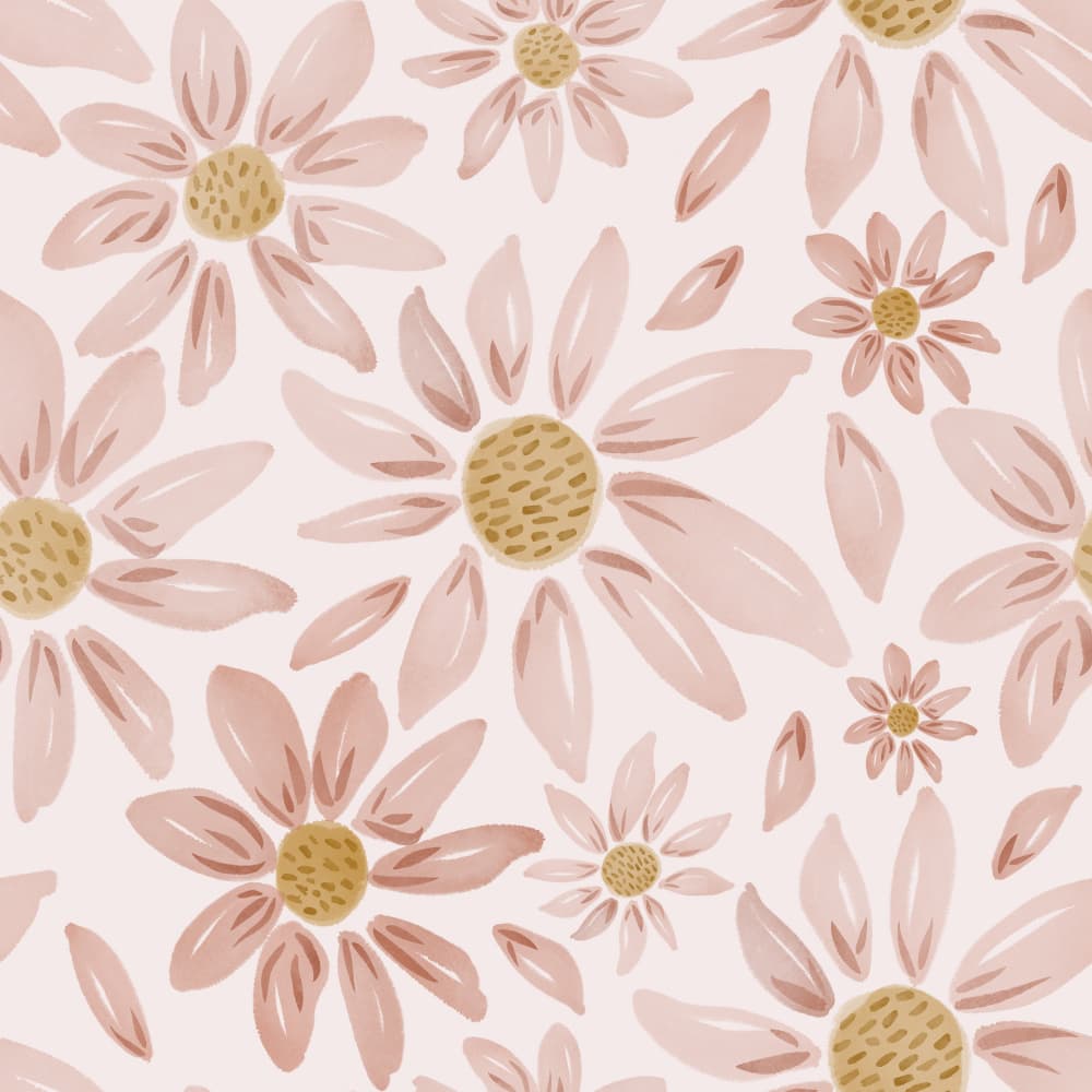 Pink Watercolor Daisies by Menina Lisboa — canvas wall art