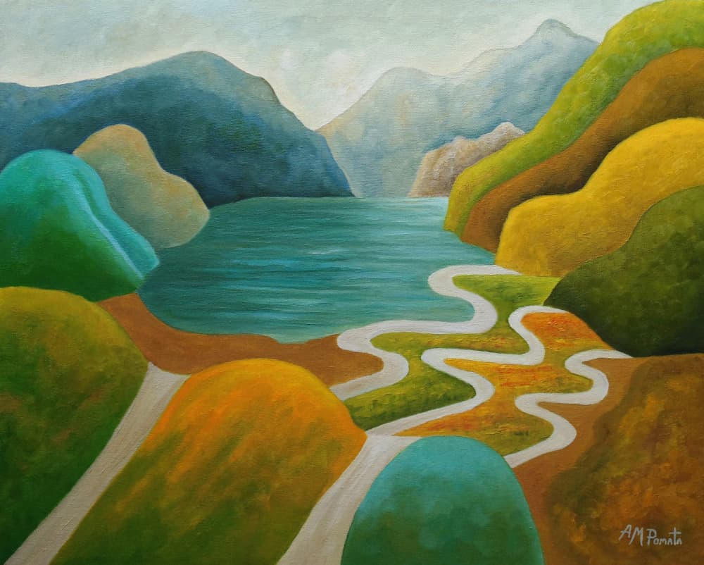 Vibrant Hillside Path by Angeles M. Pomata — canvas wall art