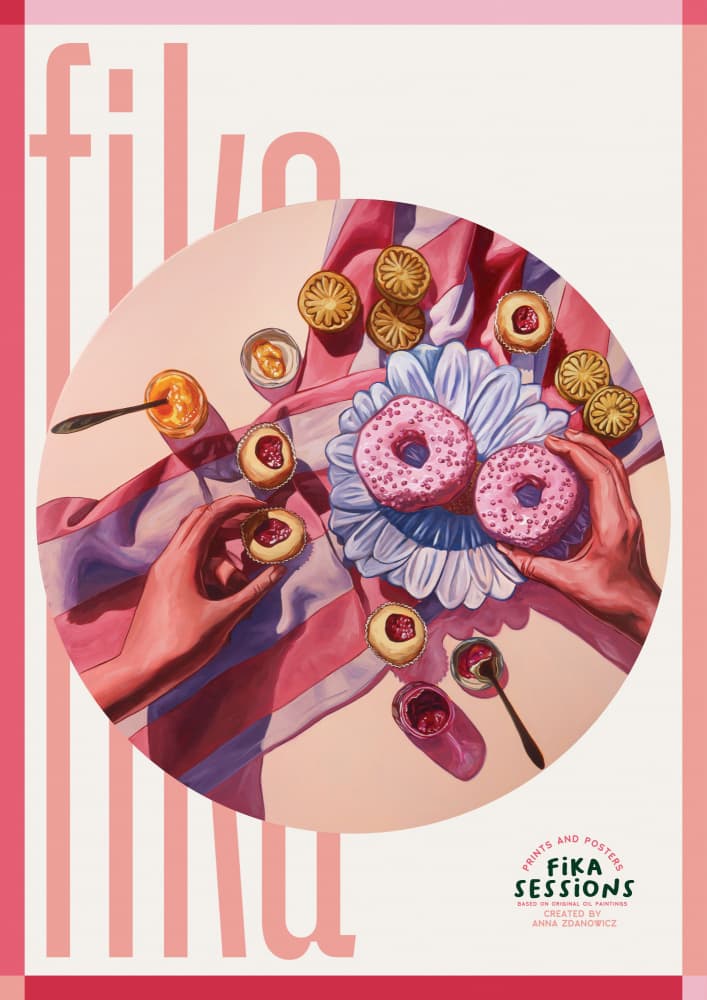 Pink Donuts Fika by Anna Zdanowicz — canvas wall art