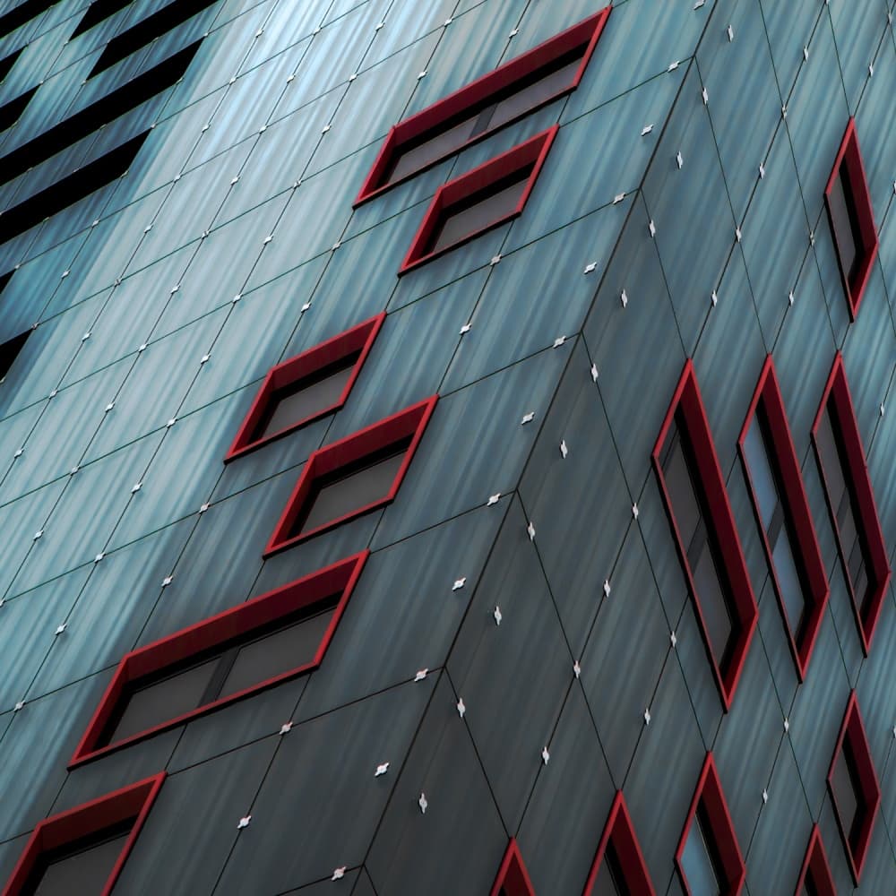 Geometric Red Windows by Gilbert Claes — canvas wall art