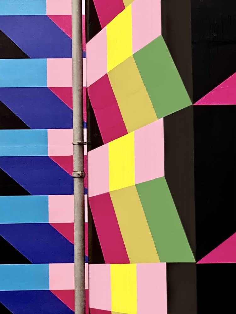 Vibrant Geometric Facade by Linda Wride — canvas wall art