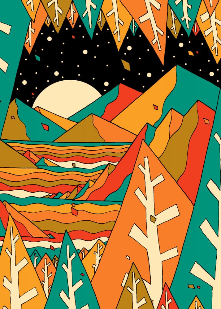 Dreamy Starry Mountains by Stephen Wade — canvas wall art