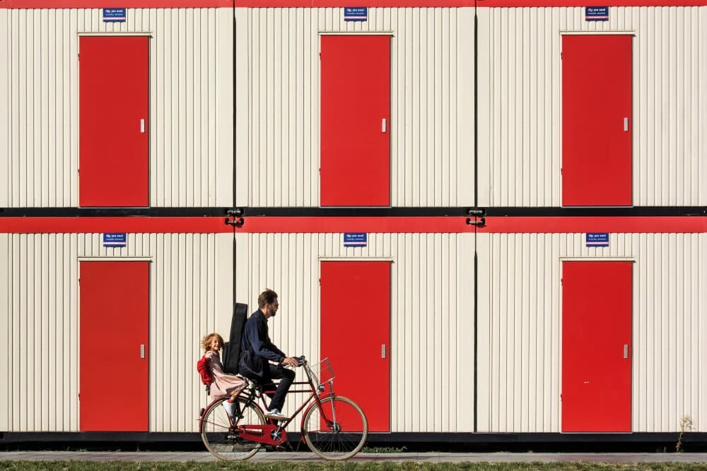 Urban Ride Red Doors by Lus Joosten — canvas wall art