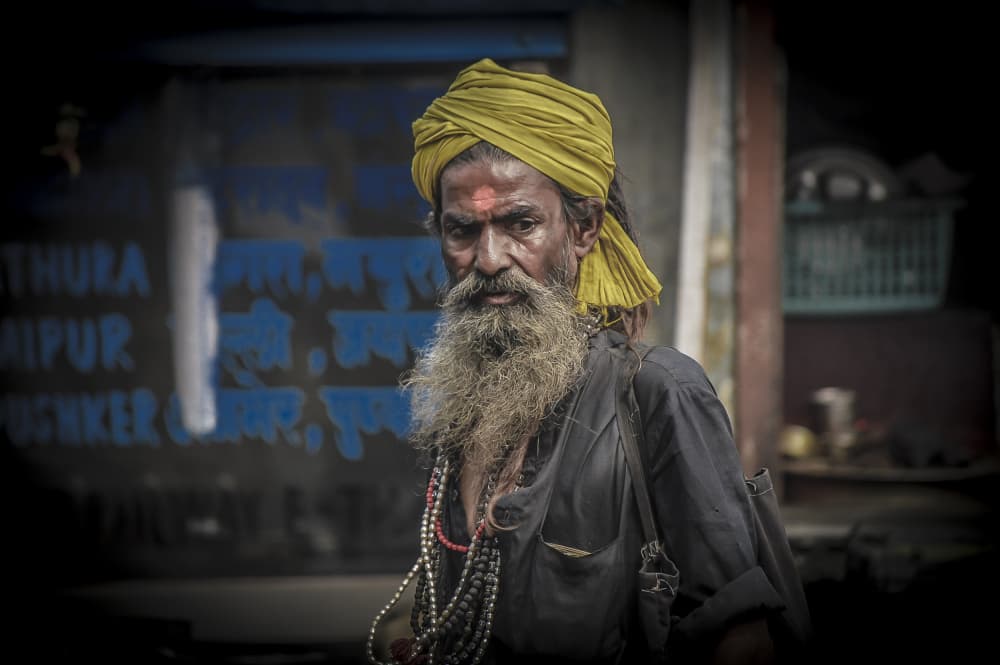 Indian Holy Man Portrait by Eyal Alcalay — canvas wall art