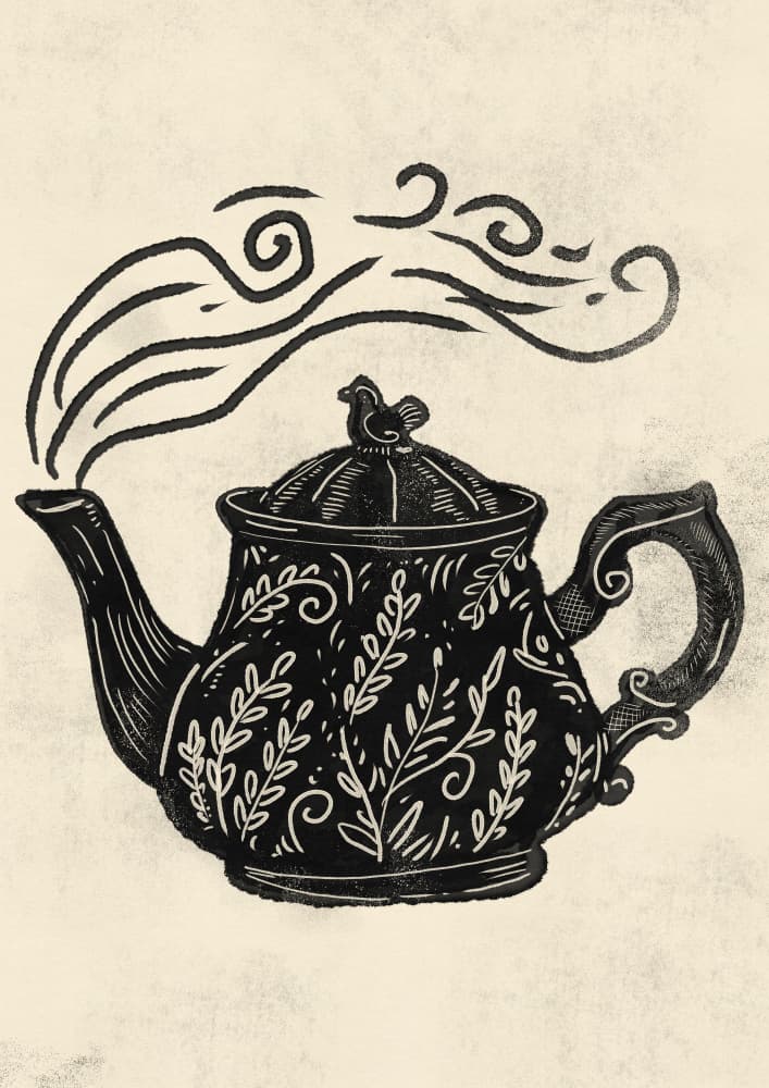 Ornate Steaming Teapot by Nicholas — canvas wall art