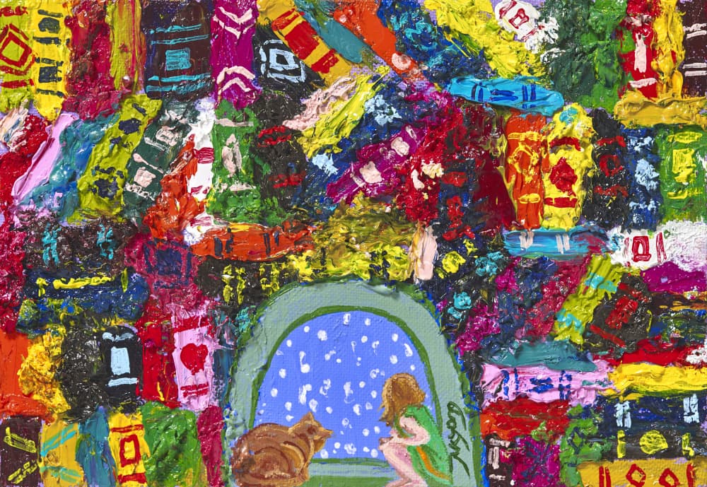 Girl Cat Starry Window by Jukyong Park — canvas wall art