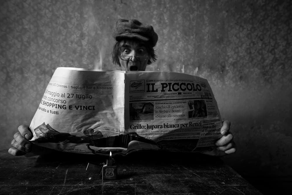 Shocked by Burning News by mario grobenski - psychodaddy — canvas wall art