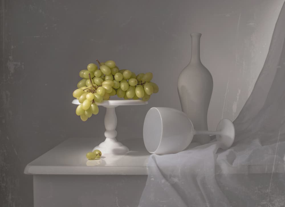 Elegant White Grapes Still Life by Margareth Perfoncio — canvas wall art